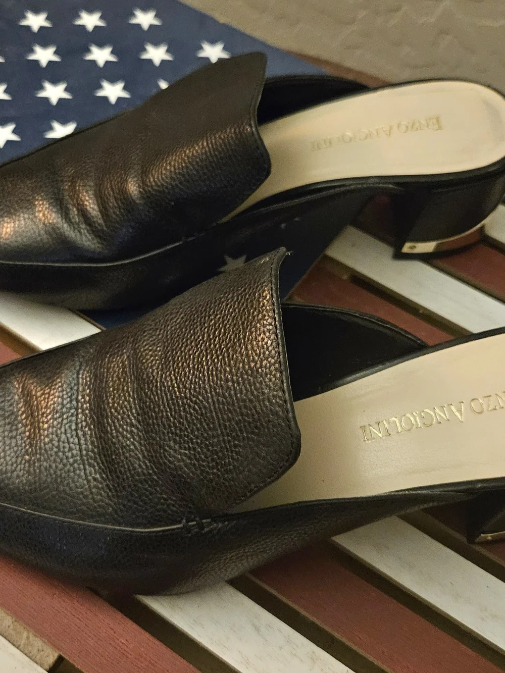 Enzo Angiolini Black Pointed Leather Women’s Slip-On Flats
